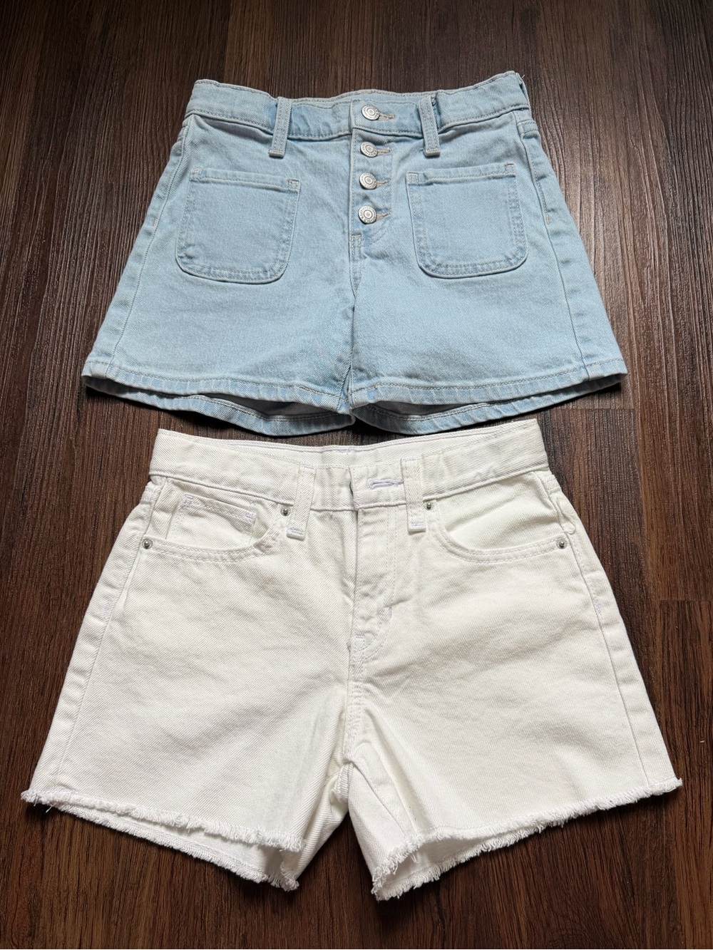 Old Navy Kids - Girls Light Blue and White Denim Shorts Set
